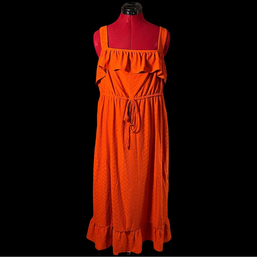 Adyson Parker large orange eyelet maxi dress NWOT